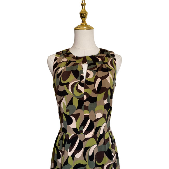 Tahari Women's Dress Size 2 Sleeveless Multicolor Abstract Pattern Cotton Blend - Picture 11 of 12